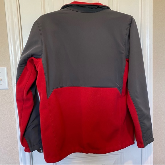 Mens Red & Gray Columbia Full Zip Fleece Jacket - Picture 2 of 8